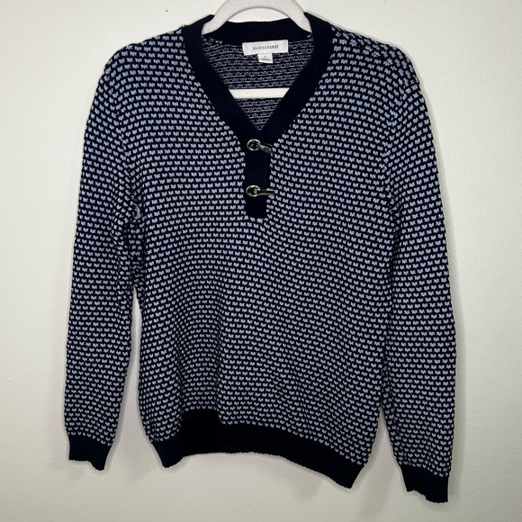 Madison Grey Sweaters - Madison grey blue patterned sweatshirt with button detail